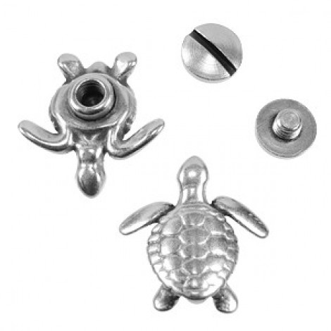 17mm Ant Silver Turtle Screw Rivet Set for Flat Leather