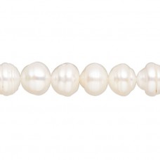 8-9mm White Freshwater Cultured Semi-Round Potato Pearls - 15in Strand