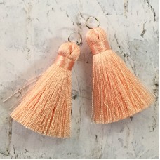 40mm Silk Tassels with Silver Jumpring - Apricot - 1 pair