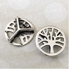 10x2mm ID Tree of Life Flat Leather Slider - Antique Silver