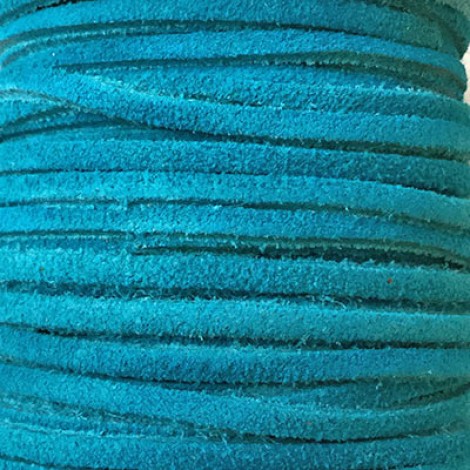 3mm Flat Soft Suede Leather Cord - Turquoise - 25 metre Spool 3mm Flat Soft Suede Leather Cord - Turquoise - 25 metre Spool