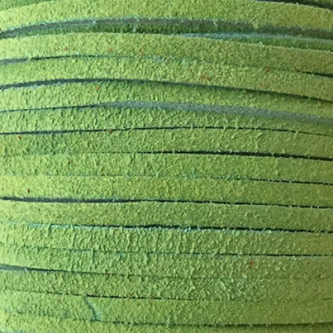 3mm Flat Soft Suede Leather Cord - Light Green - 25 metre Roll 3mm Flat Soft Suede Leather Cord - Light Green - 25 metre Roll