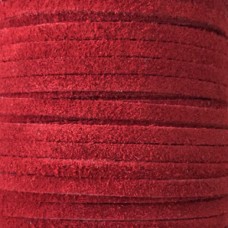3mm Flat Soft Suede Leather Cord - Red - Per 2 metres