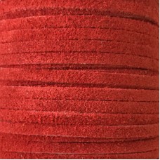 3mm Flat Soft Suede Leather Cord - Red