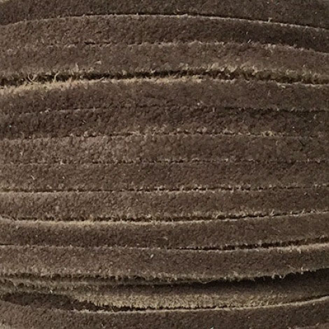 4mm Flat Dark Brown Leather Cord - Per 2 metres