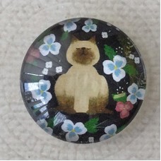 25mm Art Glass Backed Cabochons - Cosmopolitan Cats 12 - Each