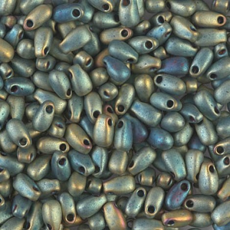 3x5.5mm Miyuki Long Drops - Matte Metallic Patina Iris - 10gm