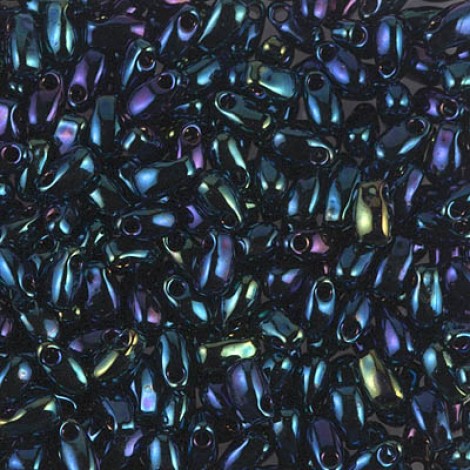 3x5.5mm Miyuki Long Drops - Metallic Dark Blue Iris