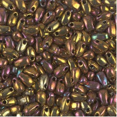 3x5.5mm Miyuki Long Drops - Metallic Gold Iris - 25gm