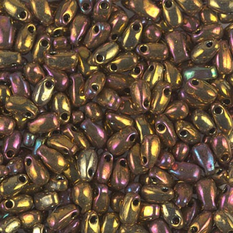 3x5.5mm Miyuki Long Drops - Metallic Gold Iris - 25gm