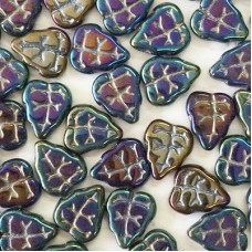10x9mm Vertically Drilled Blue Iris Leaf Beads