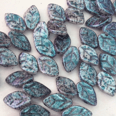 12x7mm Czech Lapis Mirage Leaves - Pack of 10