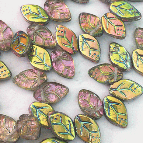 12x7mm Czech Crystal Marea Celestial Leaves - Pack of 10