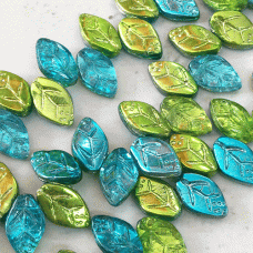 12x7mm Czech Laguna Celestial Leaves - Pack of 10
