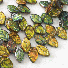 12x7mm Czech Magic Amber Leaves - Pack of 10