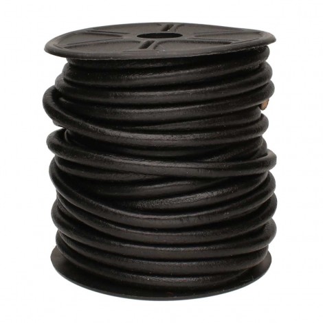 5mm Indian Leather Cord - Black - Per metre