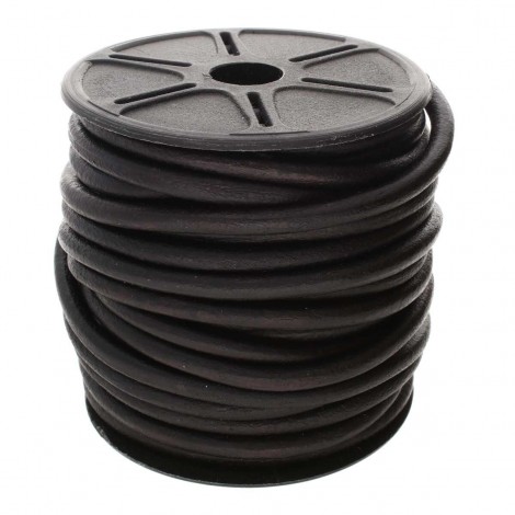 5mm Indian Leather Cord - Natural Dye Black - Per metre 5mm Indian Leather Cord - Natural Dye Black - Per metre