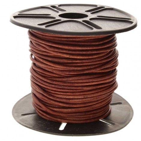 1.5mm Dyed Antique Red-Brown Indian Leather Round Cord - Per 2 metres
