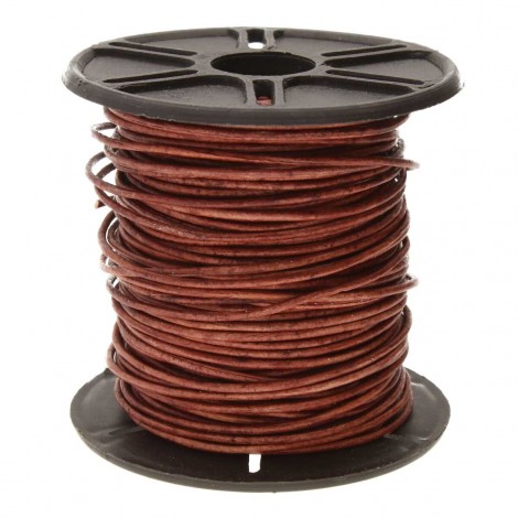 1mm Indian Round Leather Cord - Natural Distressed Red-Brown - Per 5 metres 1mm Indian Round Leather Cord - Natural Distressed Red-Brown - Per 5 metres