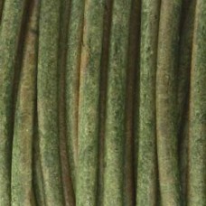 2mm Indian Leather Cord - Natural Dyed Dist Green - 2 metres