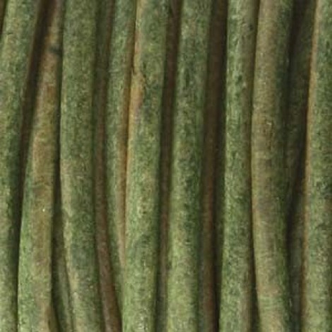 4mm Natural Dye Dk Green Indian Round Leather Cord