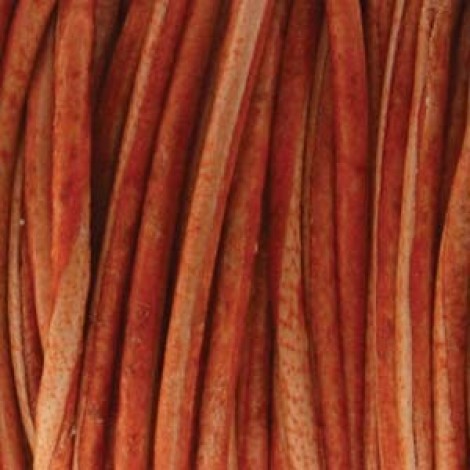1mm Indian Leather Cord - Natural Dye Distressed Orange - Per 5 metres