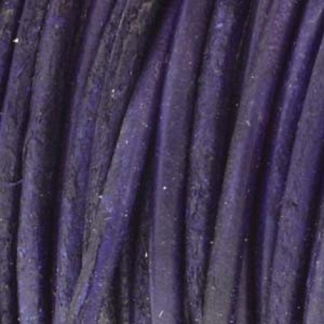 2mm Indian Round Nat Distressed Violet Leather Cord