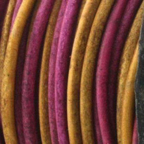 2mm Indian Round Leather Cord - Gypsy Dyed Irasa