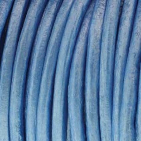 2mm Indian Leather Cord - Metallic Gunmetal Blue - 2 metres
