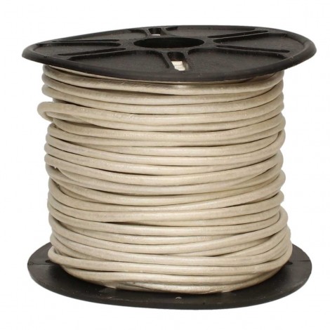 2mm Round Indian Leather Cord - Metallic Pearl Silver - Per 2 metres