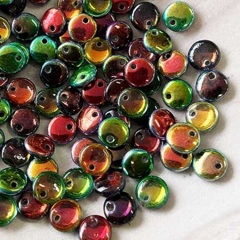 6mm Czech Lentil Beads - Marea Peacock-Gold - Pack of 20