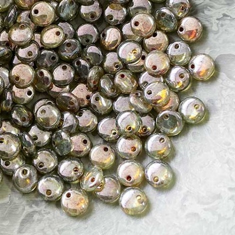 6mm Czech Lentil Beads - Luster Transp Green - Pack of 20 6mm Czech Lentil Beads - Luster Transp Green - Pack of 20