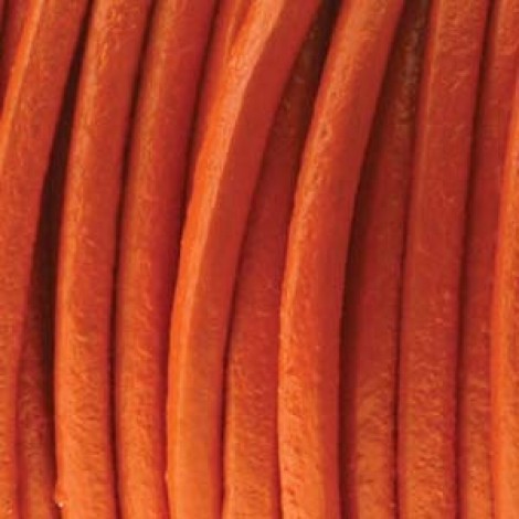 1mm Indian Round Leather Cord - Orange