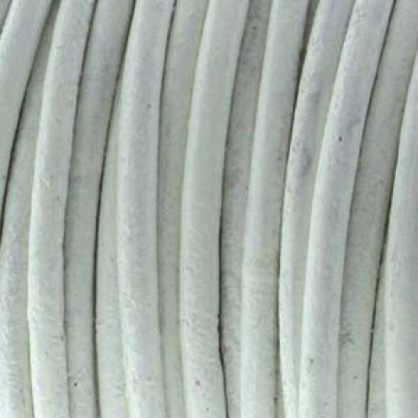2mm Indian Round Leather Cord - White