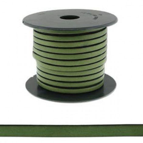 5x2mm Flat Licorice Leather Cord - Green