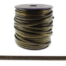 5x1.5mm Flat Licorice Leather Cord - Metallic Brown - Per metre