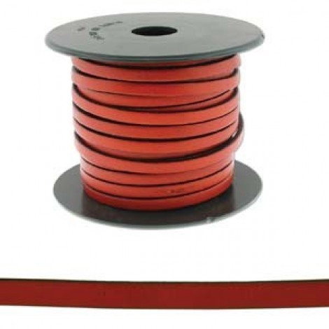 5x1.5mm Flat Licorice Leather Cord - Orange - Per metre