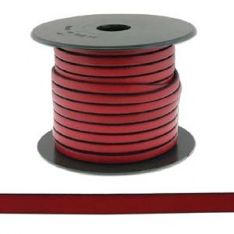 5x1.5mm Flat Licorice Leather Cord - Red - Per metre