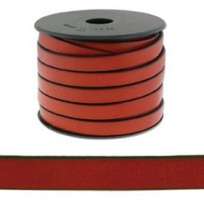 10x2mm Flat Licorice Leather Cord - Red - Per 25cm