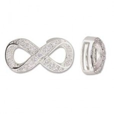 30x15mm (ID 10x2mm) Silver-Crystal Infinity Link Slider - Each