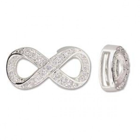 30x15mm (ID 10x2mm) Silver-Crystal Infinity Link Slider - Each
