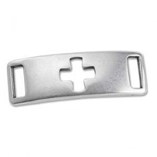 40x14mm (10x3mmID) Ant Silver Cross Bracelet Slider Bar