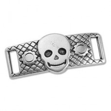 40x14mm (10x3mmID) Ant Silver Skull Bracelet Slider - Each