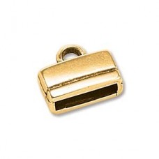11x13mm (ID 10x3mm) Gold Plated Flat Leather End Cap - Pack of 2