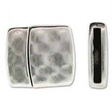 25x24mm(ID20x2.5mm) Dble Hammered Silver Leather Clasp