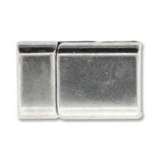 21x14mm (10x2mmID) Ant Silver Mag Flat Leather Clasp