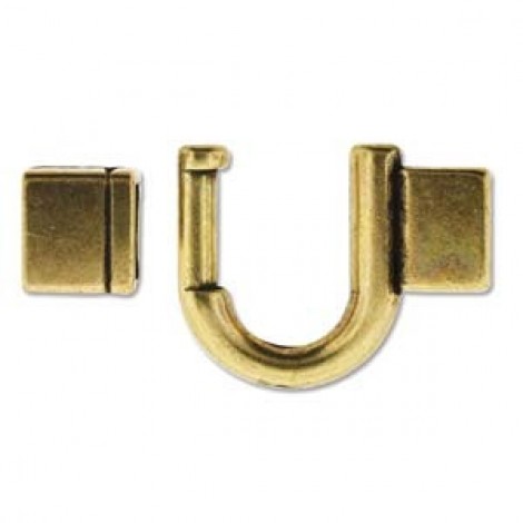35mm Ant Brass Clasp Hook for Leather Cord - ID 10x2mm