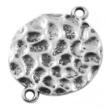 31x20mm Tibetan Style Ant Silver 2-Loop Hammered Connector Link - Pack of 10