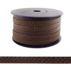 10x1.5mm Flat Licorice Leather Cord - Dark Brown Snake - Per 25cm