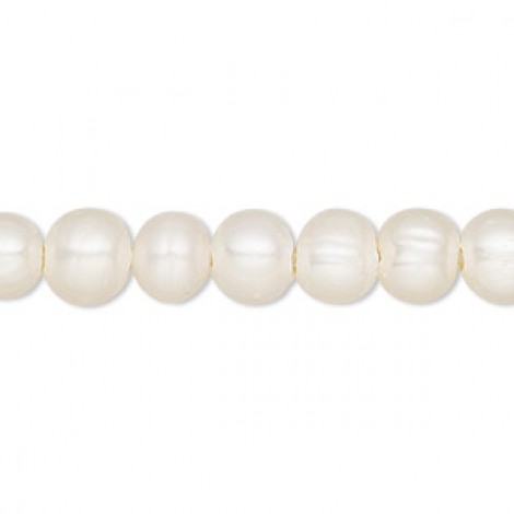 7-8.5mm White Freshwater Semi-Round Pearls with Large 2mm Hole 
